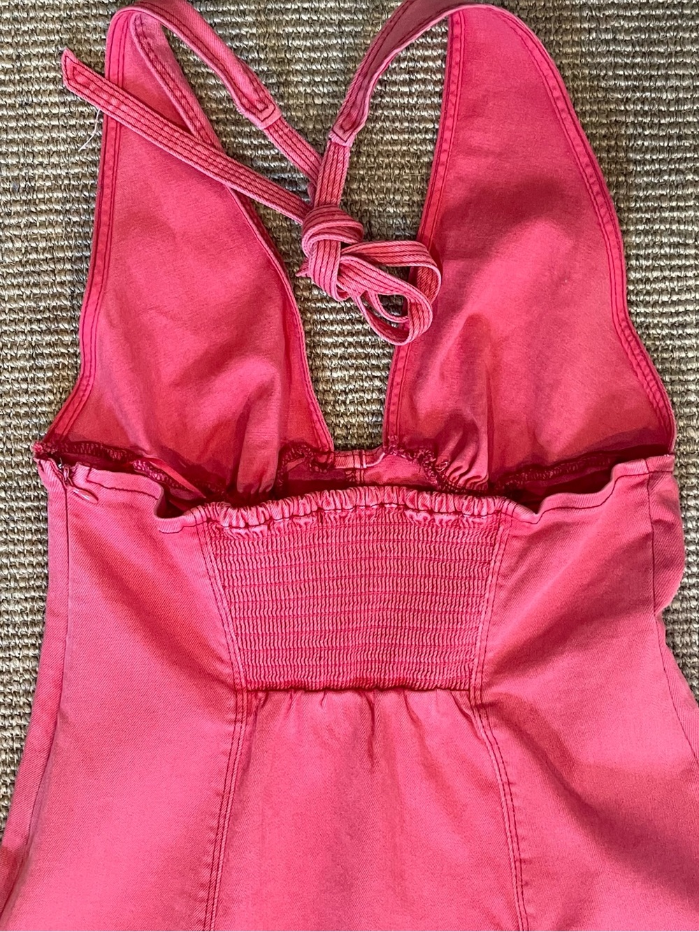 NWT Kimchi Blue Hailey Halter Denim Mini Dress Red Medium - Picture 6 of 10